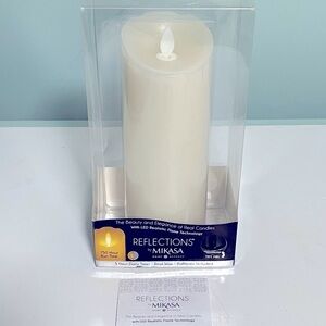 Mikasa Reflections Home accents Ivory LED pillar flameless Candle w/timer NEW